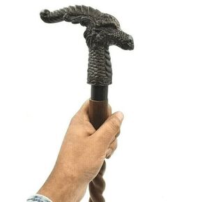 Antique Dragon Head Walking Stick/Cane - Wooden Brown Walking Cane With Brass Handle - Vintage Designer Foldable Premium Wood Walking Stick For Senior/Men/Women.