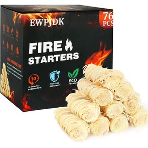 76pcs Fire Starter Natural Fire Starters for Campfires, Charcoal Starter, Firestarter, Fire Starters for Fireplace, BBQ, Chimney, Pizza Oven, Grill (76-PCS)