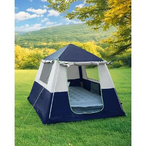14.1'x6.5'x9' Inflatable Tents for Camping, Portable 6/8/10 Person Blow Up Air Tent, Waterproof Windproof Easy Setup Large Family Tent with 2 Doors, 6 Windows, Mosquito Screen