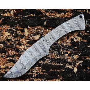 Damascus Knife Making Kit - DIY Handmade Knife Kit with Blade, Pins, Sheath, Handle Scales and Steel