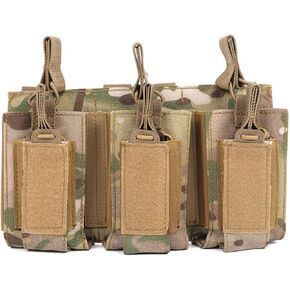 Open-Top Triple Molle Magazine Pouch for 5.56/7.62mm and 9mm Rigs - Universal Tactical Rifle & Pistol Mag Holder
