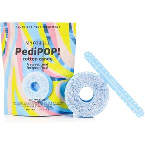 Spongellé Bubblegum Pedipop! Pedi Buffer & Dail File | الكل في واحد علاج باديكير | التقشير ، ينعم وتنظيف | 30+ غسل | نباتي وخالي من القسوة