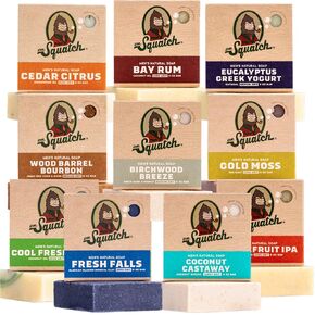 Dr. Squatch Natural Bar Soap for Men Variety Gift Set - Cold Process No Harsh Chemicals - Rainforest Rapids, Fresh Falls, Coconut Castaway, Wood Barrel Bourbon, Pine Tar & more (5 oz, 10-Pack)