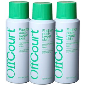 OffCourt - Natural Deodorant Body Spray for Men and Women - Aluminum Free - Whole Body Deodorant for Women and Men - Sandalwood, Citrus, and White Musk Scents, 3.4 Ounce (Pack of 3)