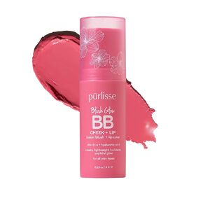 pürlisse Blush Glow Lip and Cheek Tint - Blush Stick for Cheeks and Lips with Vitamin E & Hyaluronic Acid - Hydrating & Buildable 2-in-1 Cream Blush Stick - Summer Coral (.28 oz)