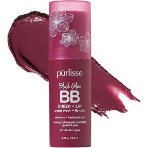 Pürlisse Blush Glow Lip و Cheek Lient - عصا أحمر الخدود للخدين والشفاه مع حمض فيتامين E & Hyaluronic - عصا أحمر الخدود مرطبة وقابلة للبناء 2 في 1 - شعاب المرجان الصيفي (.28 أوقية) in Kuwait