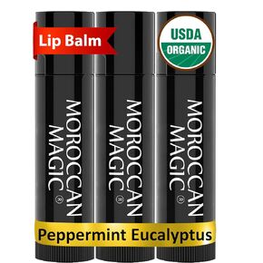 Moroccan Magic Organic Lavender Vanilla Lip Balm 3 Pack | Chapsticks for Dry Lips | Natural Argan & Essential Oils Lip Moisturizer + Vitamin E | Smooth, Hydrating, Non-Toxic | Organic Lip Balm Set