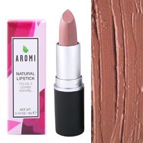 Aromi All Natural Lipstick | Creamy, Moisturizing, Beige, Light Brown, Taupe Lip Color, Vegan, Greige Shade (Iced Coffee)