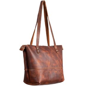 Handmade Genuine Leather Bag for Women, Vintage Shoulder Bag with Zippered Compartment
