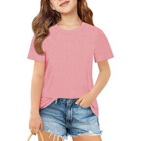 Imily Bela Girls Short Sleeve T Shirts Casual Crewneck Fashion Tees Kids Summer Tops 5-14 Years