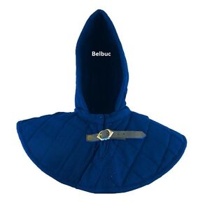 Medieval Padded Collar Hood, Large Size New Thick Padded Collar, Arming Cap, SCA/LARP Ready, Cosplay, Reenactment, Medieval Gambeson Hood Large (Black)