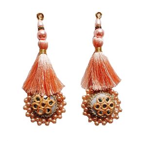 Indian Latkan Hanging for Blouse Lehenga, Saree, Fancy Tassel for Bag Design Set of 2 Cream M