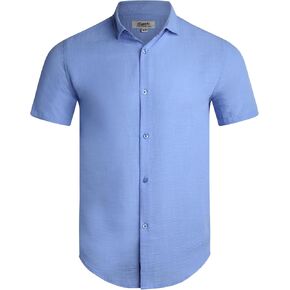 Men's Button Up Short Sleeve Shirt - Relaxed fit Casual Collared Button Down Shirts for Men (Sizes: S-2XL) in Saudi Arabia