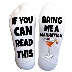 Funny Socks for Men, Women - Manhattan Cocktail Socks, Novelty Dress Mens Socks Funny Christmas Gift, Fun Socks