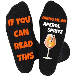 جوارب مضحكة للرجال والنساء - أحضر لي جوارب Aperol Spritz ، هدايا كوكتيل أعياد الميلاد ، الجوارب السوداء الطاقم