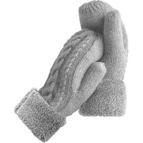 AURUZA Winter Warm Mittens for Women, Cozy Thick Knitted Gloves & Mittens Warm Soft Lining Cold Weather Accessories Gifts