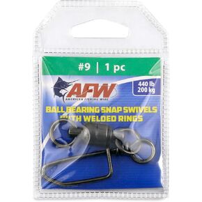 American Fishing Wire Black Ball Bearing Snap Swivels (1 Piece), Size 9, 440 Pound Test