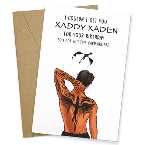 مضحك Xaden Riorson بطاقة عيد ميلاد الجناح الرابع ، بطاقات Dragon 4th Wing ، Xaden Riorson Fourth Wing Merch ، كتاب الجوارب القراءة ، هدايا Fantasy Fan للقراء ، الهدايا الكتب لمحبي الكتب