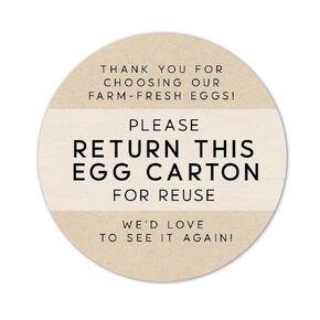 “Please Return Egg Carton" Labels - 40 Chicken Egg Carton Return Stickers - 2" Round Home Chicken Farm Egg Carton Stickers