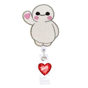 Cute Carton Doll Funny Badge Reel, Teacher ID Holder, Nurse Retractable Name Card Badge Holder Reel with Alligator Clip, 24 inches Thick Pull Cord