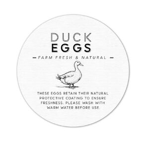 Farm Fresh Duck Egg Stickers – 2" Round Labels for Egg Cartons, Rustic Black & White Design, Matte Finish – Pack of 40 – Perfect for Farmers Market Sellers