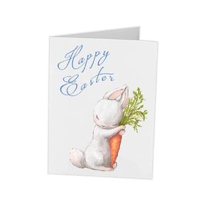 Easter Cards | Happy Easter Greeting Card | Adorable Bunny Rabbit with Egg and Flowers | Spring Customizable Personalized | 5x7 with envelope