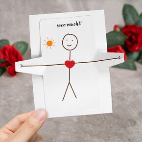 مجموعة 3 مضحك عصا رجل أحبك بطاقات المعايدة ، Gen Alpha تذكار رائعتين لصديق صديقها ، بطاقة حب منبثقة رومانسية ، عيد الحب ، هدايا عيد ميلاد أمي (أحبك)