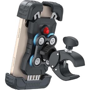 Motorcycle Phone Mount, [150mph Wind Anti-Shake][7.2inch Big Phone Friendly] Bike Phone Holder for Bicycle, [5s Easy Install] Handlebar Phone Mount, Compatible with iPhone, All Cell Phones