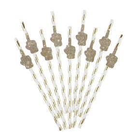 CloverCrafts 10 x Gold Middle Finger Party Straws – Divorce Celebration & Break Party Decor