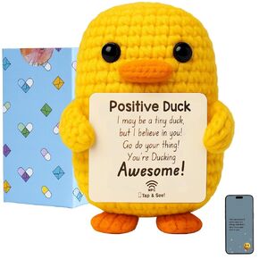 Positive Duck with NFC, Inspirational Birthday Gifts for Women - Handmade Positive Emotional Uplifting Support Small Funny Cute Crochet Duck Potato Pickle for Her Him Men Friends Coworkers Colleges Graduation