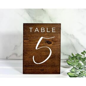 Rustic Wooden Table Numbers 1-12 Set – Freestanding Wedding Table Number Signs for Receptions, Parties, Events – Handmade Wood Decor, Farmhouse, Vintage, Boho Style – 5.5" x 4" x 0.75" (He)
