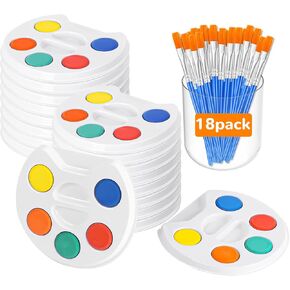 Mini Watercolor Paint Set for Kids.18 Pack Watercolor Paint Kids,5 Color Water Color set with Paint Brush and Palette Tray.DIY for Art Party Favors, Prizes,Birthday