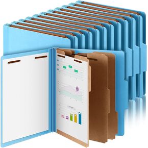 48 Pcs Classification Folders Bulk 3 Dividers File Folder with Fastener 2 Prongs Pressboard Employee Folders with 3.5 Inch Expansion for Standard Medical File,Document Report (Red)