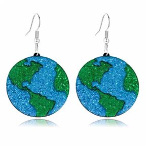 Wcrazye Green Planet Earth Globe أقراط للنساء اللمعان حول الأرض ، أقراط عالمية ، سحر البيان ، المجوهرات (الأخضر)
