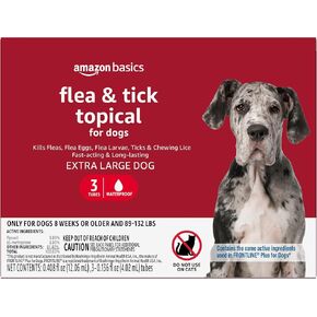 Amazon Brand - Solimo for Dogs XLarge Dog (89-132 pounds) Flea and Tick Treatment, 6 Doses