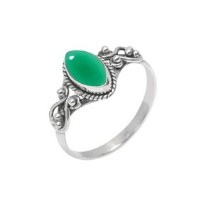 خاتم الحجر الخضراء Onyx ، 925 خاتم الفضة الاسترليني للنساء ، خاتم الوعد الخاتم اليدوي للأحجار الكريمة لعيد الميلاد هدية عيد الميلاد لحجمها 9