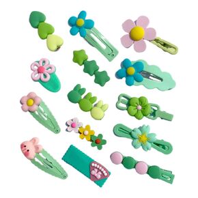 14 PCS Dopamine new fashion children's hair clip Cute kids bangs hairclip back head duck mouth clip Handmade barrette Bohemian fancy hairpin accessories hair slide, girl's headgear bobby pin (pink)