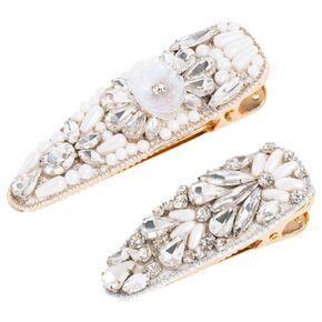 L. Erickson Bling Pinch Clip Pair, Crystal/Pearl