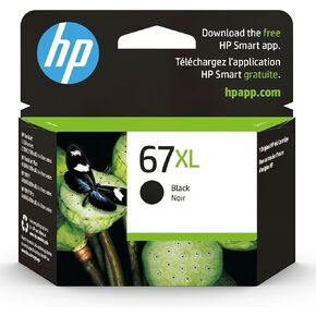HP 67 Black Ink Cartridge | Works with HP DeskJet 1255, 2700, 4100 Series, HP ENVY 6000, 6400 Series | Eligible for Instant Ink | 3YM56AN
