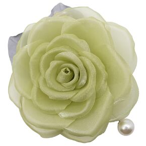 About 8.5 CM Fabric Flower Brooch Pin By NhanDo Handmade – Floral Brooch Pin, Handmade Gift Ideas, Gift for her, Gift For Mom, Bridesmaid gift, valentines day gifts (Black mix Cream-white Organza)