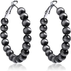 Navajo Pearls Dangle Chunky Hoop Earrings for Women Hypoallergenic Vintage Western Cowgirl Jewelry-Small in Saudi Arabia
