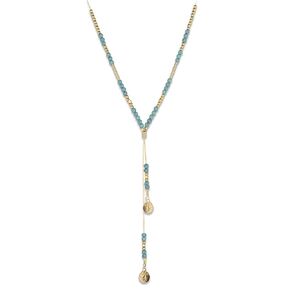 قلادة بوهيمية الفيروز للنساء عتيقة الفيروز ذرة y-necklace dainty قرص قلادة قلادة القلادة الحد الأدنى هدية المجوهرات الشاطئ الصيفية (الأزرق)