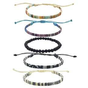 5 PCS Surfer Beach Bracelet Men Women ، أساور للرجال ، Boho Parelet Carelet Summer Hippie Jewelry Beachy Bracelets Alementable ، حبل للجنسين.