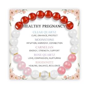 SmileBelle Pregnancy Gifts for Expecting Mom, Moonstone Bracelet to Conception for Her Crystal Healing Bracelet for Women as Pregnancy Must Haves Blessing Jewelry as New Mom Gifts