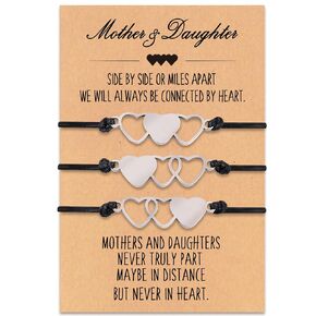 Mother Daughter Bracelets Set for 2,3,4, Mothers Day Gifts for Mom from Daughter, Matching Heart Wish Bracelets for Mom Daughters