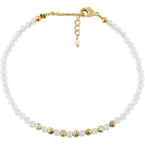 TGH Natural Beads Bracelet Micro Microed 3-3.5 Beads Gemstones المجوهرات لها ، بلورات شفاء الطاقة المولودية ، سلسلة مطلية بالذهب 8 بوصات