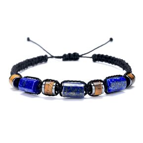 Lapis Lazuli & Tiger's Eye Eye سوار قابلة للتعديل للرجال - الحجر الطبيعي الحجر الأسود المليء بالهدايا الهدايا له ، الابن ، المراهقين | عيد ميلاد عيد الأب عيد الميلاد