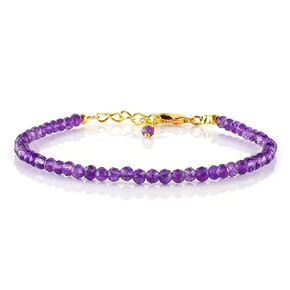 Natural Yellow Citrine Gemstone Micro Beads Dainty Bracelet Jewelry for Women, November Birthstone, Chakra Energy Crystals, 14k Gold Plated Chain 8 inch Adjustable
