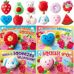 JOYIN 28 Packs Mochi Squishy Toy with Gift Card for Kids, 1.5" Kawaii Dinosaur Mochi, Stress Relief Fidget Toy for Kid Gifts Classroom Exchange Prize Party Favor