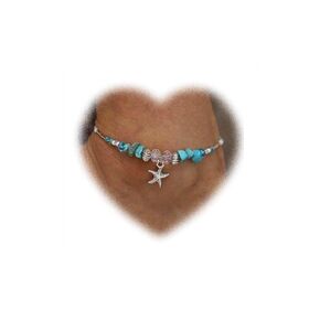Boho Starfish Pendant Anklet Turquoise Anklet Blue Bead Anklet Bracelets Summer Beach Beads Anklet Jewelry for Women and Girls